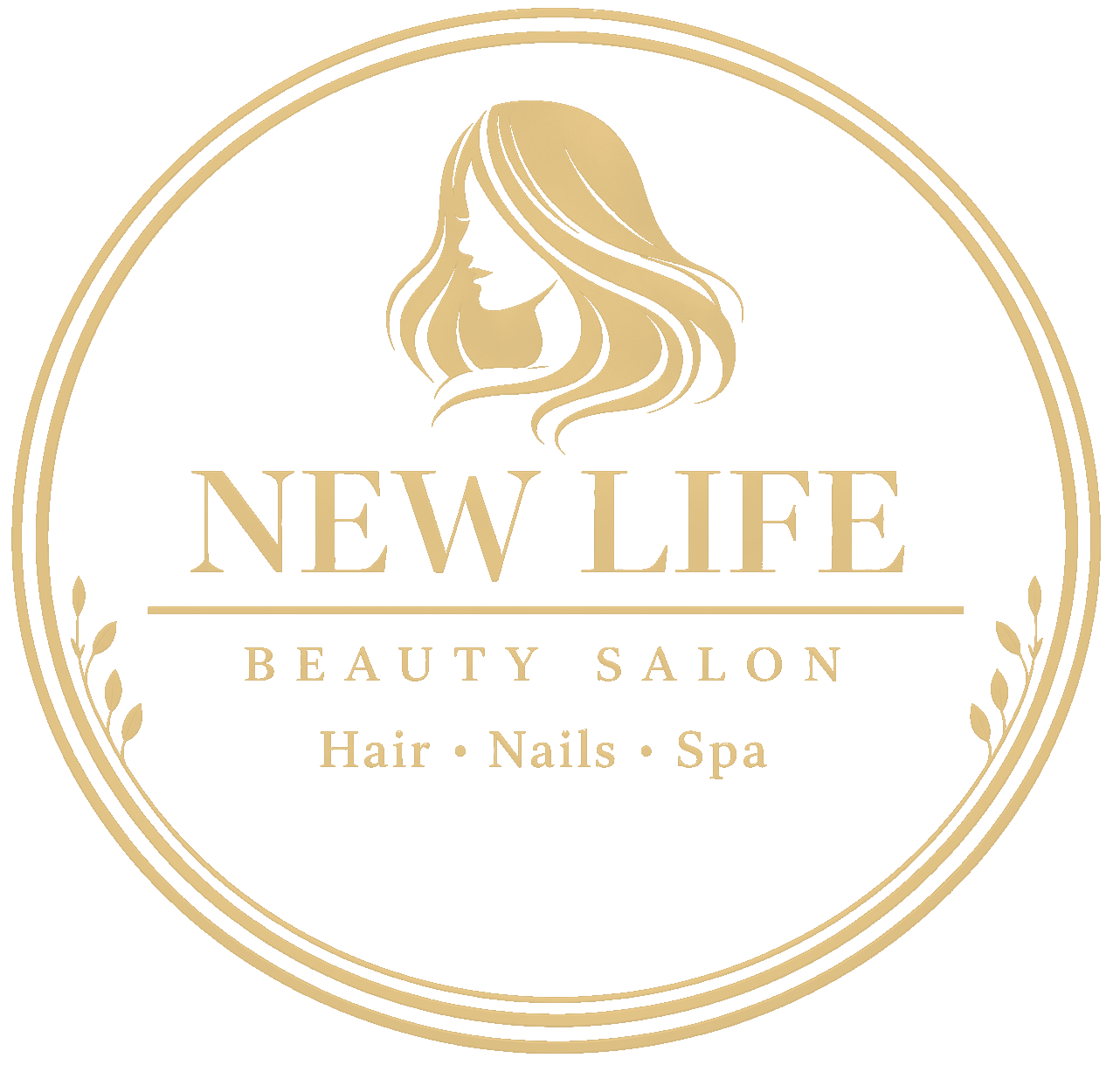 Logo dorado sin fondo de New Life Beauty Salon